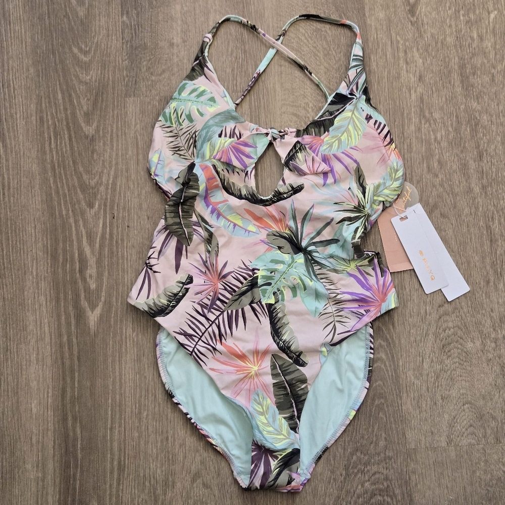 PilyQ Bahamas Arielle One Piece Bathing Suit Size S Mint Blue Green Resort $144